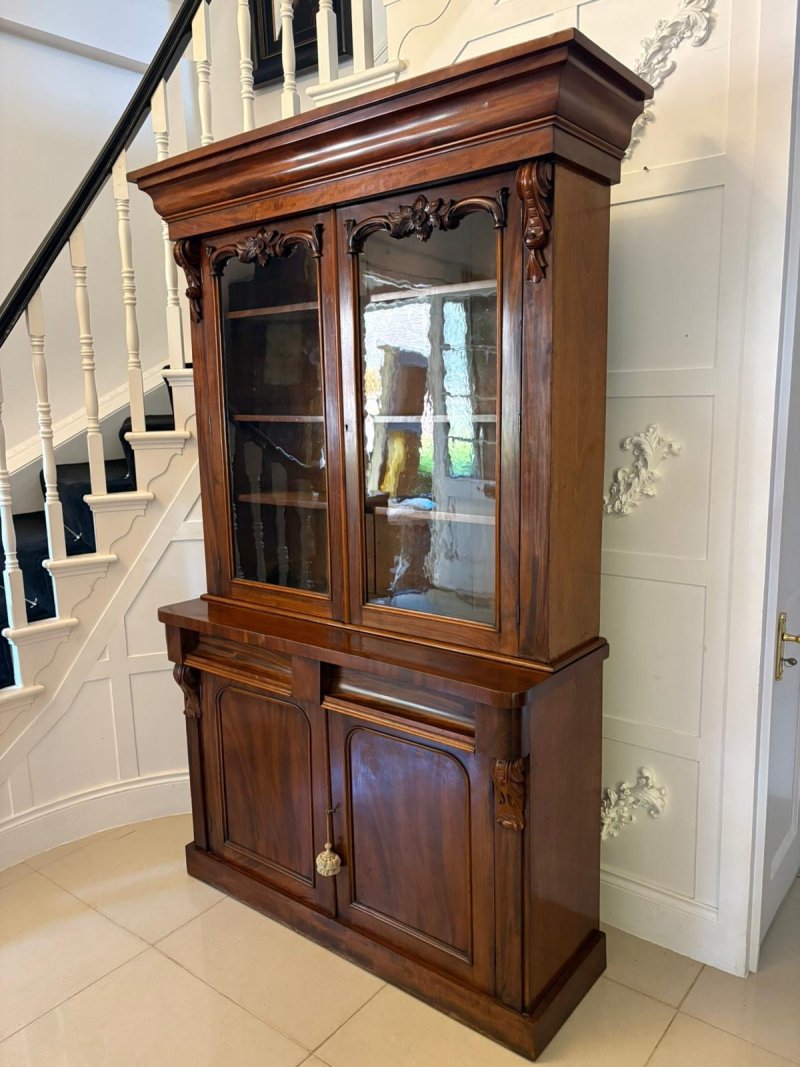 Superb Quality Antique Victorian Figured Mahogany Bookcase - Image 9